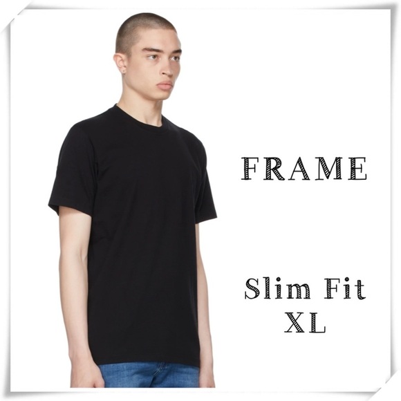 Frame Denim Logo Noir Slim Fit Cotton T-Shirt Black STYLE# LMTS0082 - Picture 1 of 8